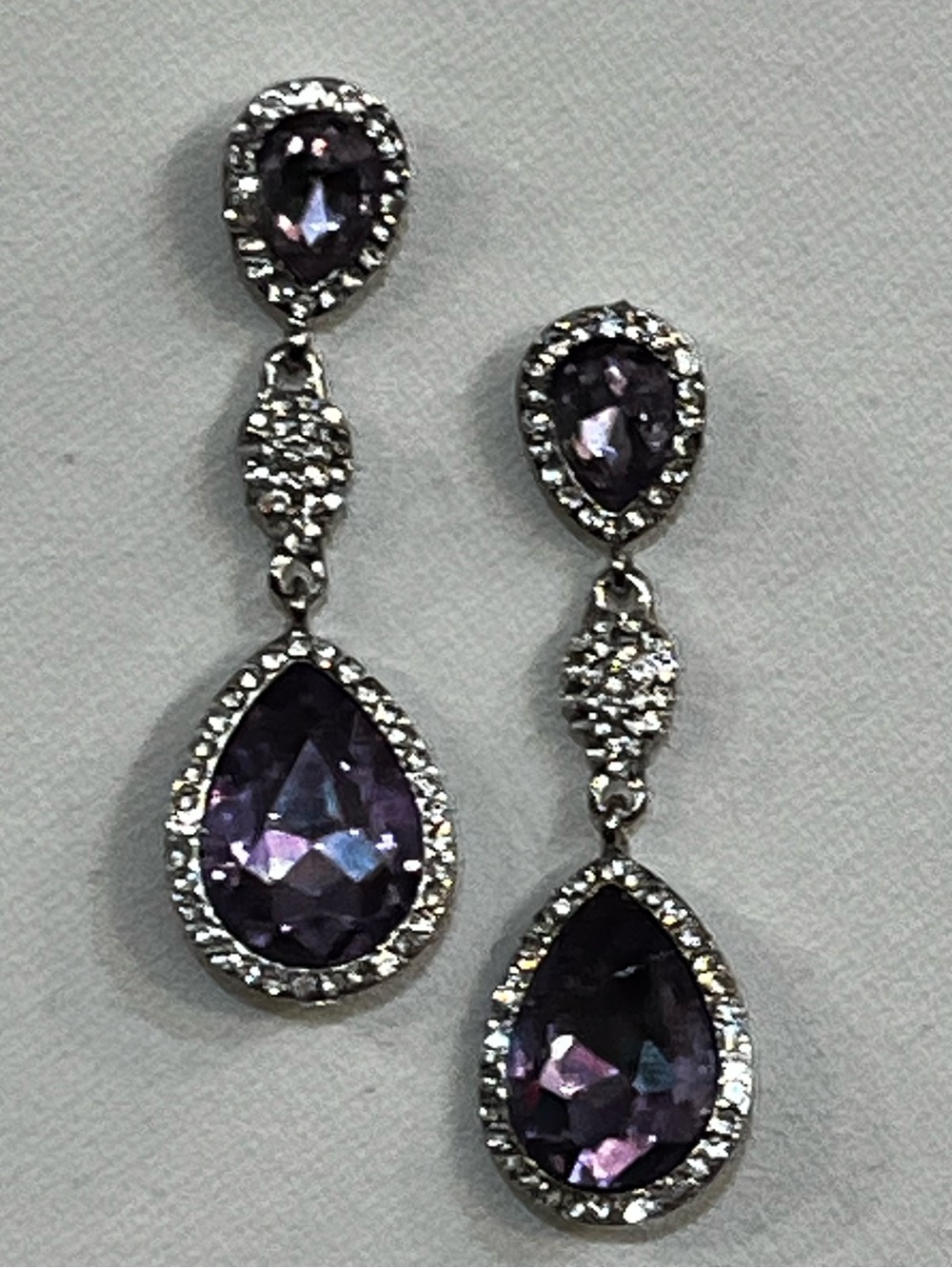 Purple Teardrop Crystal Dangle Earrings - Brand
